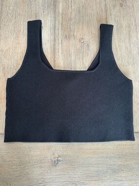 Abound Women’s Reversible Black Ribbed Crop Sweater Tank | Size XL